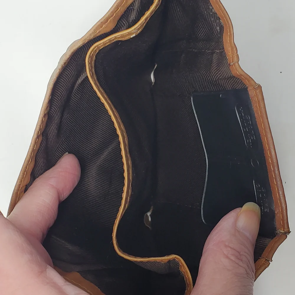 NHL Brown Leather Key Card Holder with Embossed Wing Design
